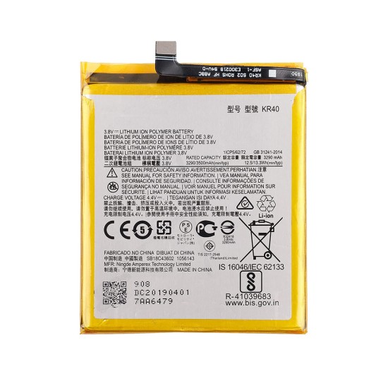 Bateria KR40 para Motorola Moto One Action XT2013-1/One Vision XT1970-1/XT1970 3500mAh Bateria KR40 para Motorola Moto One Action XT2013-1/One Vision XT1970-1/XT1970 3500mAh